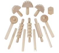 Tressify 12Pcs Dough Modelling Tool Extruders, Children Clay Toy Shaping Activity Kit, Wooden Kneading Tools, Plasticine Tool Kit, Dough Rolling Pin