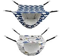 Tressify 2 Pcs Cat Cage Hammock Set, Linen Hanging Pet Bed for Small Animals, Blue Kitten Hammock and White Sailing Lighthouse Pet Nest, 18.5 x 15 x 10.6 in for Cage, House, Chair