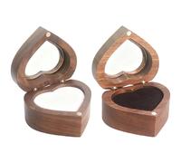 Tressify 2 Pcs Heart Shaped Ring Boxes, Black and White Wooden Ring Holder with Clear Window, For Wedding and Engagement Proposal, 2.4 x 2.2 x 1.4 in / 6 x 5.5 x 3.5 cm