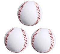Tressify 3.5 In 3 Pcs Soft Pu Foam Baseballs, Reduced Impact Practice Ball, Training Baseball Gifts For Youngsters, White With Red Seams