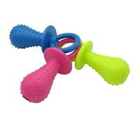 Tressify 3 Pcs Dog Teething Toys, Rubber Pacifier Shape Squeaky Dog Chew Toys with Bell, TPR Puppy Chew Toys for Play and Training