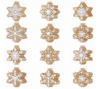 Tressify 36 Gingerbread Snowflake Decorations, Mini Wood Hanging, Holiday Party Favors