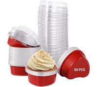 Tressify 50 Pieces Reusable Foil Mini Heart Cake Pans, 100Ml Heart Shaped Cake Pans With Lids, Aluminum Foil Heart Cake Pans For Weddings, Mother'S Day, Valentine'S Day, Birthdays
