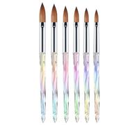 Tressify 6 Pcs Aurora Handle Nail Brush Set, Natural Bristle, Acrylic Powder Nail Art, Multi-Purpose Brush, Nail, Body, Face, Rock Painting