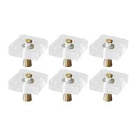 Tressify 6 Pcs Glass Crystal Knobs, 1.2 X 1.1 in Brass Drawer Pulls, European Square Cabinet Handles, Single Hole for Wardrobe and Cupboard, Easy Installation with T-Base Screws