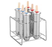 Tressify 6 Pcs Sicle Molds, 304 Stainless Steel, DIY Ice Maker Set, Round Head Design, Wooden Sticks Included, 2.9 Oz Capacity, for Home and Commercial Use