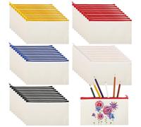Tressify 8.1 X 4.7 in DIY Blank Canvas Makeup Bag, 50 Pcs Canvas Zipper Pencil Pouches, Sundries Crafts Toiletries for Travel Pouch