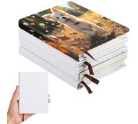 Tressify A6 Customizable Hardcover Blank Notebooks, Sublimation Blank Notebooks, Faux Leather Journal Notebooks, 4 Pcs DIY All Notepads for Office School Supplies 200 Pages