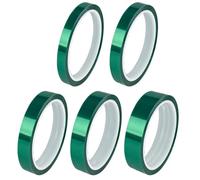 Tressify Alkali and Acid Resistant Masking Tape, Green High-Temperature Tape 5 Pack, Insulation Tape for Electroplating, Spray Painting and Powder Coating, Adhesive Heat Resistant Tape