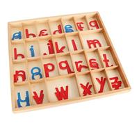 Tressify Alphabet Box Set with Blanket, Small Cursive Letters, Moveable Wooden Alphabets, Red/Blue Vowels, Consonants for Early Education, 13.6 X 13 X 1 in