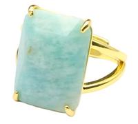 Tressify Amazonite Ring for Women, Light Blue Rectangular Gemstone Statement Ring, 0.8 x 0.5 x 0.3 in, 2 x 1.4 x 0.8 cm Jewelry for Parties and Gifts