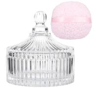 Tressify Application Body Powder, Puffs Powder Large, Pcs Two, Jars Decorative, Adult For Ideal, Set Container Puff Powder Glass, With Lid