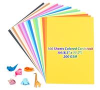 Tressify Card Stock Multicolored for Origami, 20 Assorted Colors, Printing, Card Paper 200 G, Scrapbooks, DIY, 100 Sheets Paper Cardstock A4, 8.3 X 11.7 in