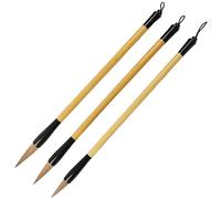 Tressify Chinese Calligraphy and Ink Painting, 3 Sizes Traditional Weasel Hair Writing Brushes with Wooden Handles, 3 Pcs Kanji Painting Brush Pens