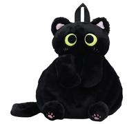 Tressify Cute Black Cat Plush Backpack, Adjustable Straps, Fun Ears & Tail for Girls, Ideal for Students and Everyday Use