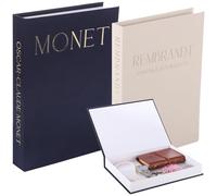 Tressify Decorative Book Boxes Of Two, Material Fictive Book Adsorptive Keeping Box Collection, Decor Faux Book Souvenir Box, Golden Stamped Words, Bookshelf Beautiful Decor For Office Home Cafe