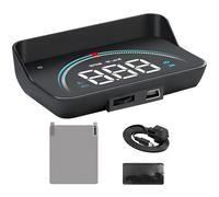 Tressify Digital Speedometer Obd Hud For Cars, Universal Head-Up Display, Compatible With Obd-Ii Interface, Displays Temperature And Gear, Includes Reflective Film, Anti-Slip Mat