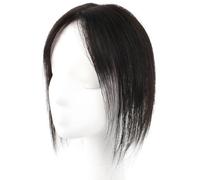 Tressify Easy Adjustable Wear, Women's Human Hair Topper, Natural Black Clip-in Hairpiece, 10-Inch Short Bob Seamless Center Part with Realistic Hairline