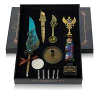 Tressify Exotic Quill Pen Kit with Ink, Wax Sealing Stamp, and Accessories, Vintage Feather Calligraphy Set with Five Nibs, Unique Gift for Writing Fans