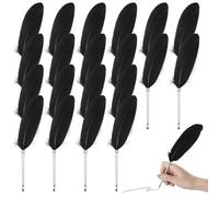 Tressify Feather Pens for Students, 20Pcs Bulk Creative Plastic Feather Ballpoint Writing Quill Pens with Black Ink for School Office Wedding Party Favors