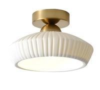 Tressify Flush Mount Ceiling Light, Modern Milk Glass Fixture, Ceramic Semi Flush Mount for Hallway, Corridor, Entry Illumination, Three-Color Adjustable Led, E26 Capable