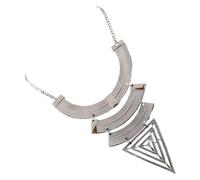 Tressify Geometric Triangle Silver Necklace, Multilayer Chain Ethnic Tribal Statement Choker, Bohemian Jewelry for Women