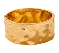 Tressify Gold Cuff Bangle Bracelets For Women, 2.8 in / 7 cm Hinged Chunky Bracelet with Irregular Surface, Vintage Style, Statement Jewelry for Party, Wedding