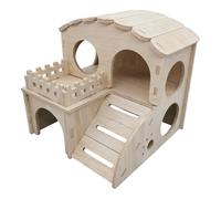 Tressify Guinea Pig, 2-Story Wooden Hamster House With Balcony, 6.5 X 6.7 X 6.7 In, Quick Assembly