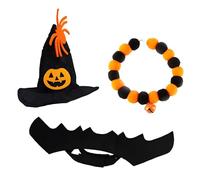 Tressify Halloween Themed Pet Costume Set, 3-Piece Accessory Kit with Witch Hat, Bat Wings, and Adjustable Collar