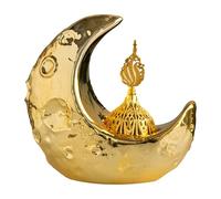 Tressify Handheld Moon Incense Burner, Golden Ceramic Diffuser With Lid, Elegant Middle Eastern Craft Censer For Home Decor, Stress Relief, Pleasant Atmosphere