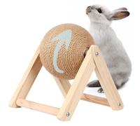 Tressify Interactive Pet Scratcher Toy For Cats, Rabbits, Chinchillas, Rabbit Scratching Toy, Anti-Scratch Natural Sisal Scratch Ball, Bunny Scratch Ball With Stable Wood Base