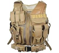 Tressify Khaki Men'S Airsoft Vest: Mesh, Adjustable, Lightweight, Multiple Pouches, 21.7 X 19.7 In
