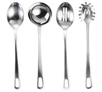Tressify Kitchen Utensils Set, 4 Pcs Stainless Steel, Ladle, Slotted Spoon, Spaghetti Server And Cooking Spoon, Long Handle Design