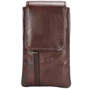 Tressify Leather Phone Belt Holster, Spacious Two-Tier Vertical Cell Phone Pouch (7.3X3.9X1) And Adsorbent Fastening, Water-Proof Belt Case For Gentlemen