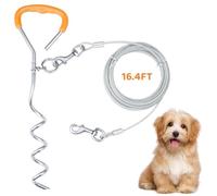 Tressify Other Outdoor Activities, Camping, Backyard, Dog Stake With Tie-Down Cord For, 16.4 Ft Steel Cable, Outdoor Dog Stake With Leash, 16.4 Ft Dog Tie-Out Stake