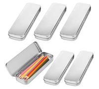 Tressify Pen Pencil Case Metal Tin Boxes, 6 Pcs, Multi-Purpose Storage Containers, for Office, Art, Jewelry, Travel, Portable