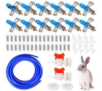 Tressify Rabbit Auto Water System, With 5/16 Hose, T-Fittings, Springs, Nipple Drinkers, Gaskets, And Barb Fittings To G1/2 Thread Connectors, Automatic Watering Kit For Rabbit