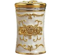 Tressify Retro Toothpick Box with Lid, Vintage Toothpick Dispenser, Gold White Carved Holder with Rotating Opening, Curved Waist Decorative Case for Kitchen, Restaurant, Hotel, KTV