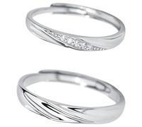 Tressify S999 Sterling Silver Rings Set, Adjustable Zirconia Inlaid Rings for Men and Women, Simple Modern Design, Comfortable Stylish Jewellery for Daily Wear