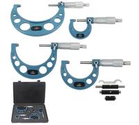 Tressify Set Micrometer, 4 Pcs Measuring Precise Tool, Quality Metal Build, Automotive Exterior For, Calibration Standards With, Range 0 To 100 Mm, Hinge Design With Plastic Case