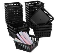 Tressify Stationery Plastic Baskets, Square, 24 Pcs, For Desk Storage And Office, Plastic Bins Organizer Item And Supplies, And Home Office Organization