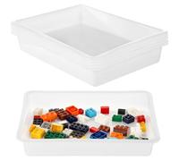 Tressify Storage Bins, 6-Piece Set, White Plastic Trays 14.5 X 10.6 in, Stackable