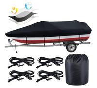 Tressify Trailerable Boat Canopy, 420 Oxford Cloth V-Hull Boat Cover With Silver Coating, Waterproof Protector Sunproof, Tri-Hull Runabout, Fits 90In Wide And Up To 14-16Ft Long Boats