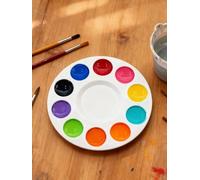 Tressify White Round Palettes, 6-Pack, Art Trays, 11 Wells, Portable