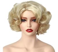 Tressify Wig for Women, Realistic Shine Short Blonde Curly Wigs, Natural Curls, Heat-Resistant Fibers, Length 20 Cm, Blonde, Ideal for Daily Wear and Parties