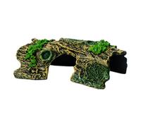 Tressify Yellow PVC Reptile Tree Trunk Hide, Realistic Bark Cave with Moss Decor, 3 Entrance Design for Terrapins, Lizards, Amphibians, Aquarium Tank Habitat, Stable Flat Bottom, Hand Painted Details