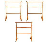Trestle Stand x 3 Heavy Duty Builders Trestles Twin Pack Portable Saw Horse Work Table Bench Adjustable Height 105-185cm Non Slip Feet 200kg Load Capacity Each Powder Coated Steel Tool Tray Hooks