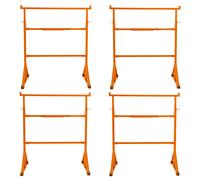 Trestle Stand x 4 Heavy Duty Builders Trestles Twin Pack Portable Saw Horse Work Table Bench Adjustable Height 105-185cm Non Slip Feet 200kg Load Capacity Each Powder Coated Steel Tool Tray Hooks