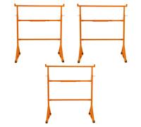 Trestle Stand x 3 Heavy Duty Builders Trestles Twin Pack Portable Saw Horse Work Table Bench Adjustable Height 105-185cm Non Slip Feet 200kg Load Capacity Each Powder Coated Steel Tool Tray Hooks