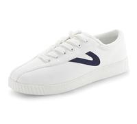 TRETORN Nyliteplus Canvas Sneakers Women's Lace-up Casual Tennis Shoes Classic Vintage Style Nylite Plus Trainers, White Navy, 7.5 UK